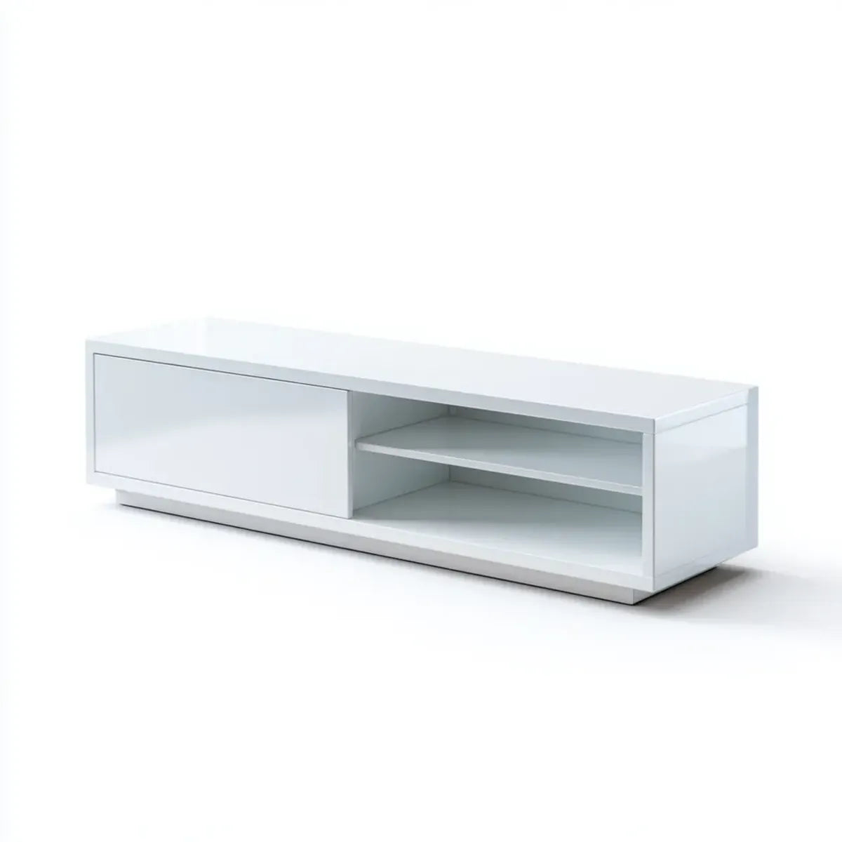 Mobile TV basso con anta scorrevole bianco lucido 120 x 40 x 40 cm in MDF rettangolare
