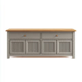 Credenza soggiorno 4 ante 2 cassetti grigio con piano in bambù 160x40x75 cm rettangolare in MDF