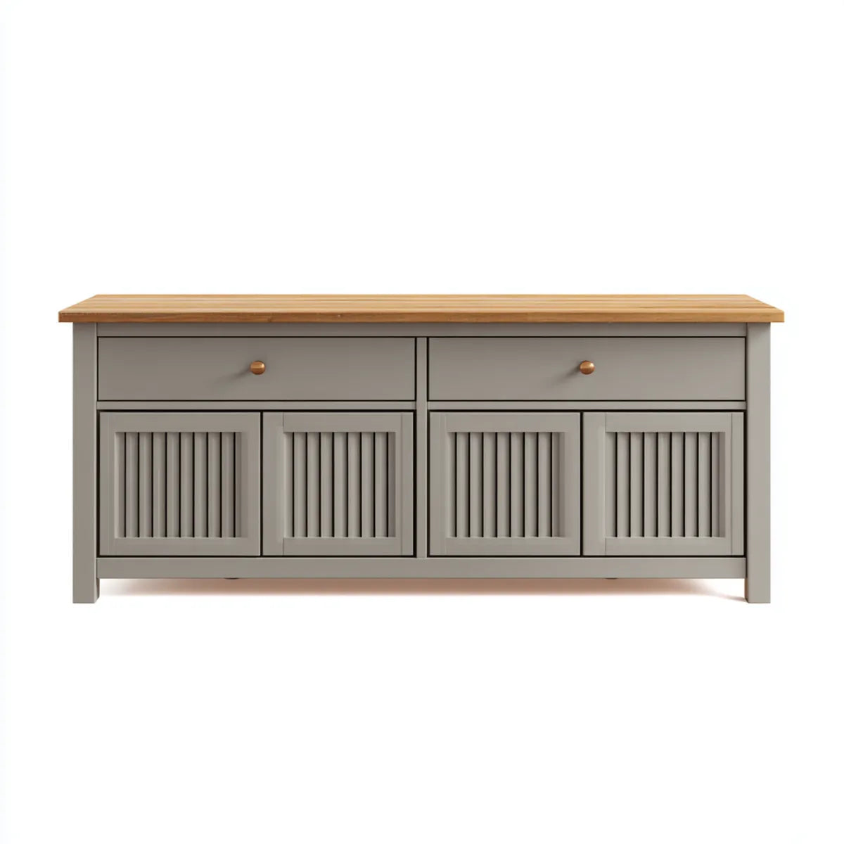 Credenza soggiorno 4 ante 2 cassetti grigio con piano in bambù 160x40x75 cm rettangolare in MDF