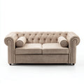 Divano 2 posti Chesterfield beige in microfibra di poliestere 170 x 90 x 75 cm con braccioli arrotondati