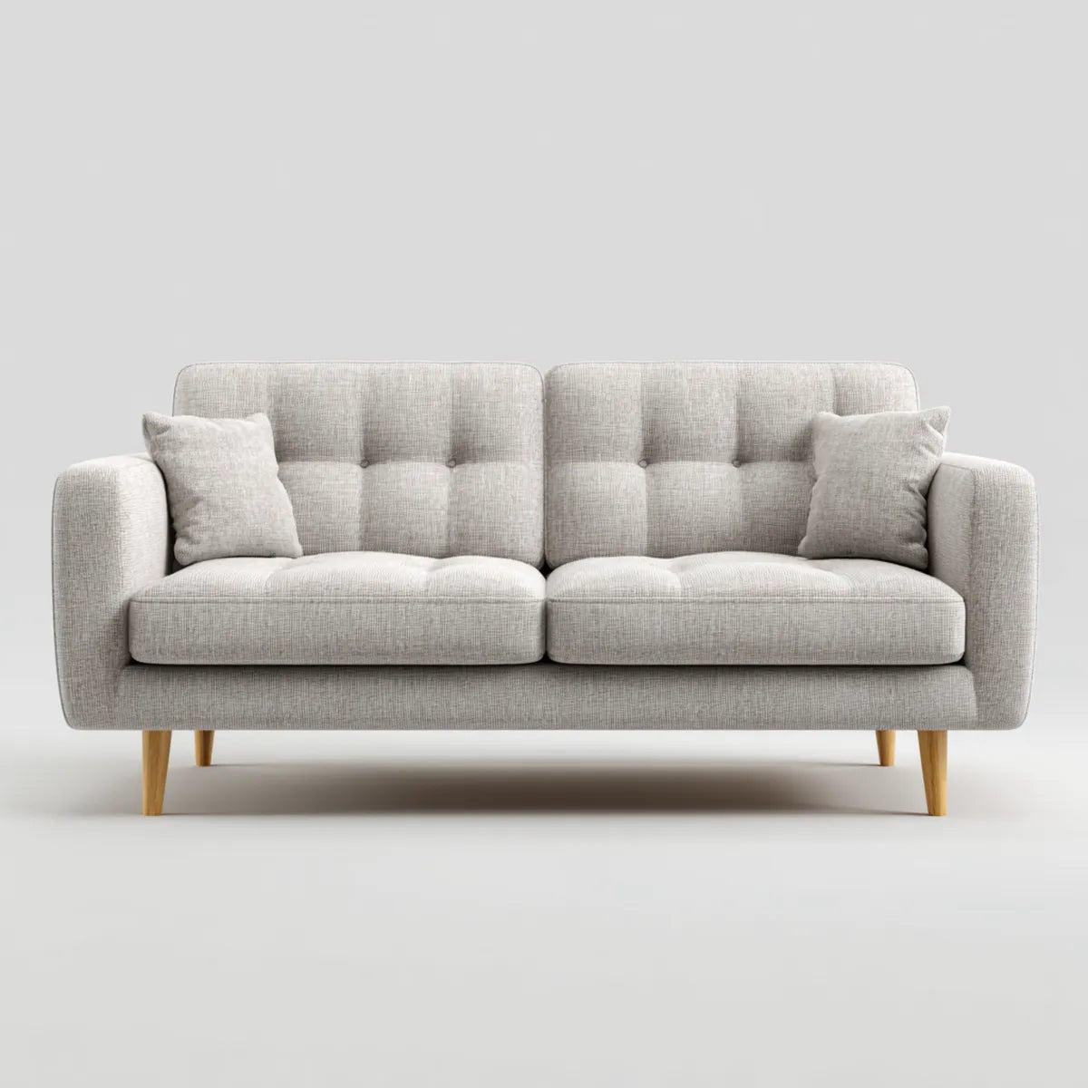 Divano 3 posti grigio chiaro 200 x 86 x 85 cm in poliestere rettangolare con gambe in legno massello
