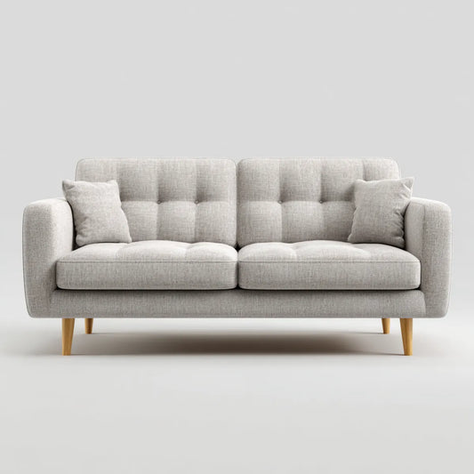 Divano 3 posti grigio chiaro 200 x 86 x 85 cm in poliestere rettangolare con gambe in legno massello