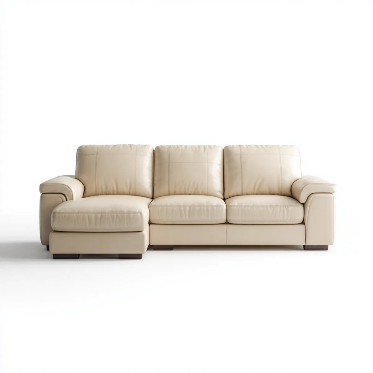 Divano angolare con penisola sinistra beige 280 x 165 x 88 cm rivestimento in pelle PU a 3 posti forma a L
