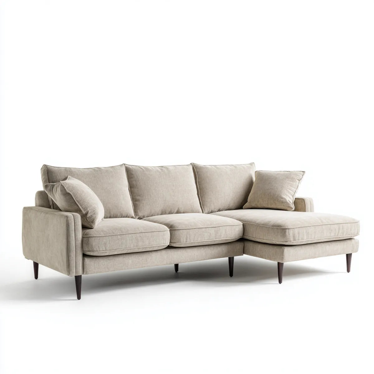 Divano angolare 3 posti beige con chaise longue destra 250 x 160 x 85 cm in poliestere forma a L