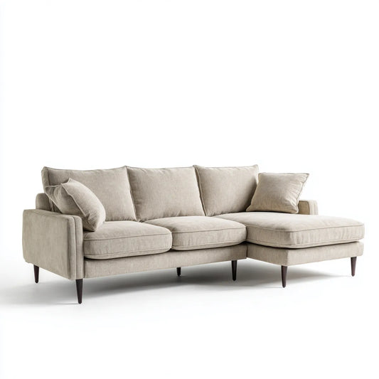 Divano angolare 3 posti beige con chaise longue destra 250 x 160 x 85 cm in poliestere forma a L