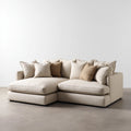 Divano angolare 3 posti beige in poliestere con chaise longue sinistra 260 x 165 x 78 cm
