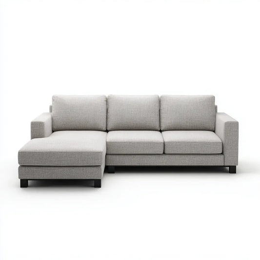 Divano angolare con chaise longue sinistra grigio chiaro in poliestere a L 270 x 165 x 85 cm