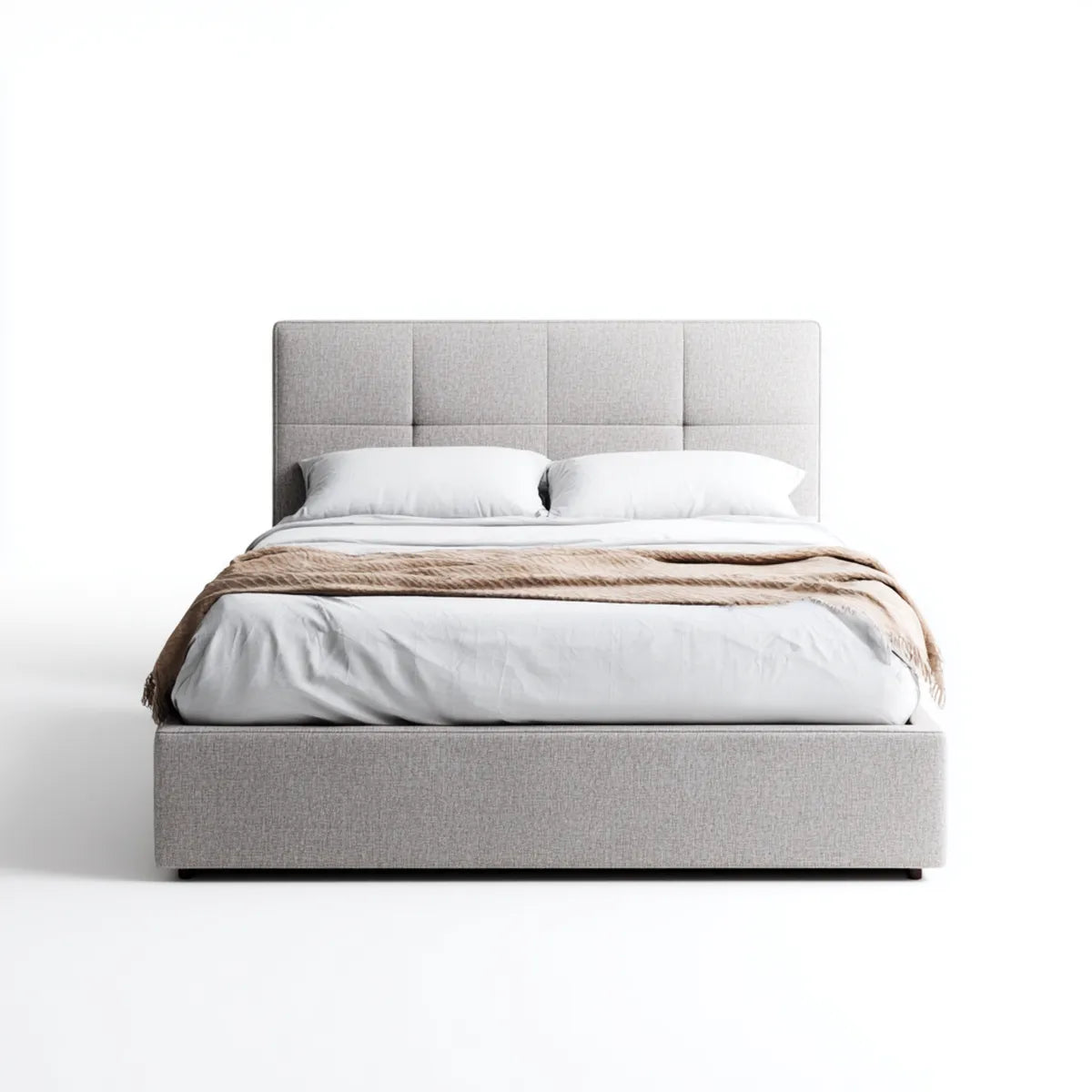 Letto matrimoniale imbottito grigio chiaro 160 x 200 cm in poliestere rettangolare