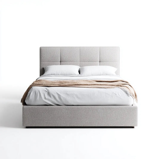 Letto matrimoniale imbottito grigio chiaro 160 x 200 cm in poliestere rettangolare