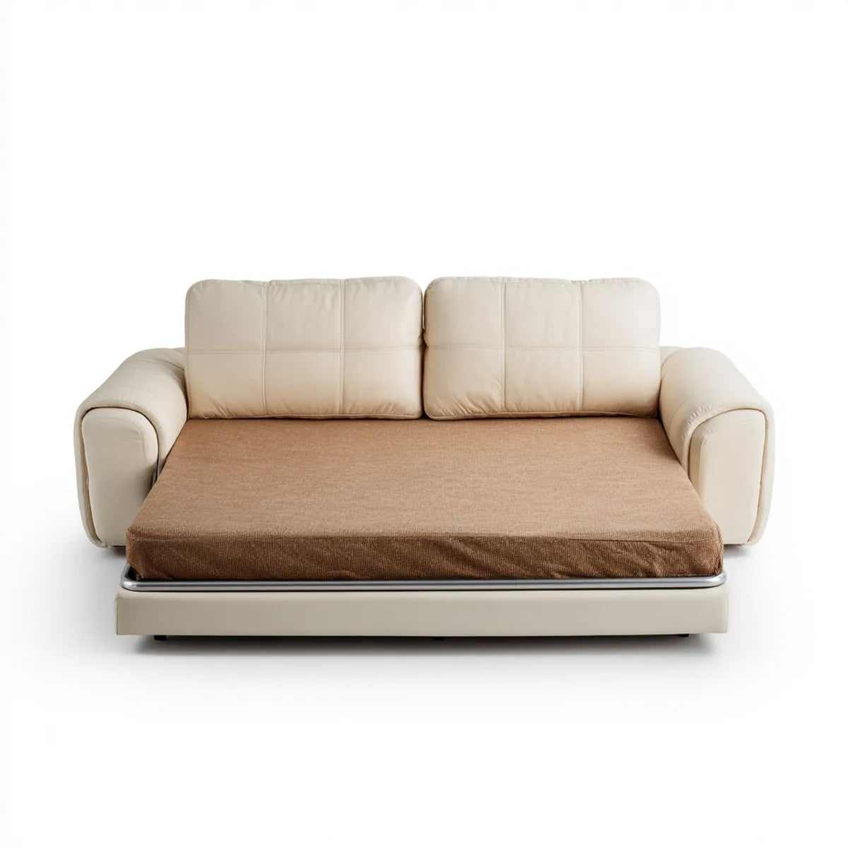 Divano letto 2 posti beige e marrone in poliuretano e poliestere rettangolare 165 x 92 x 86 cm