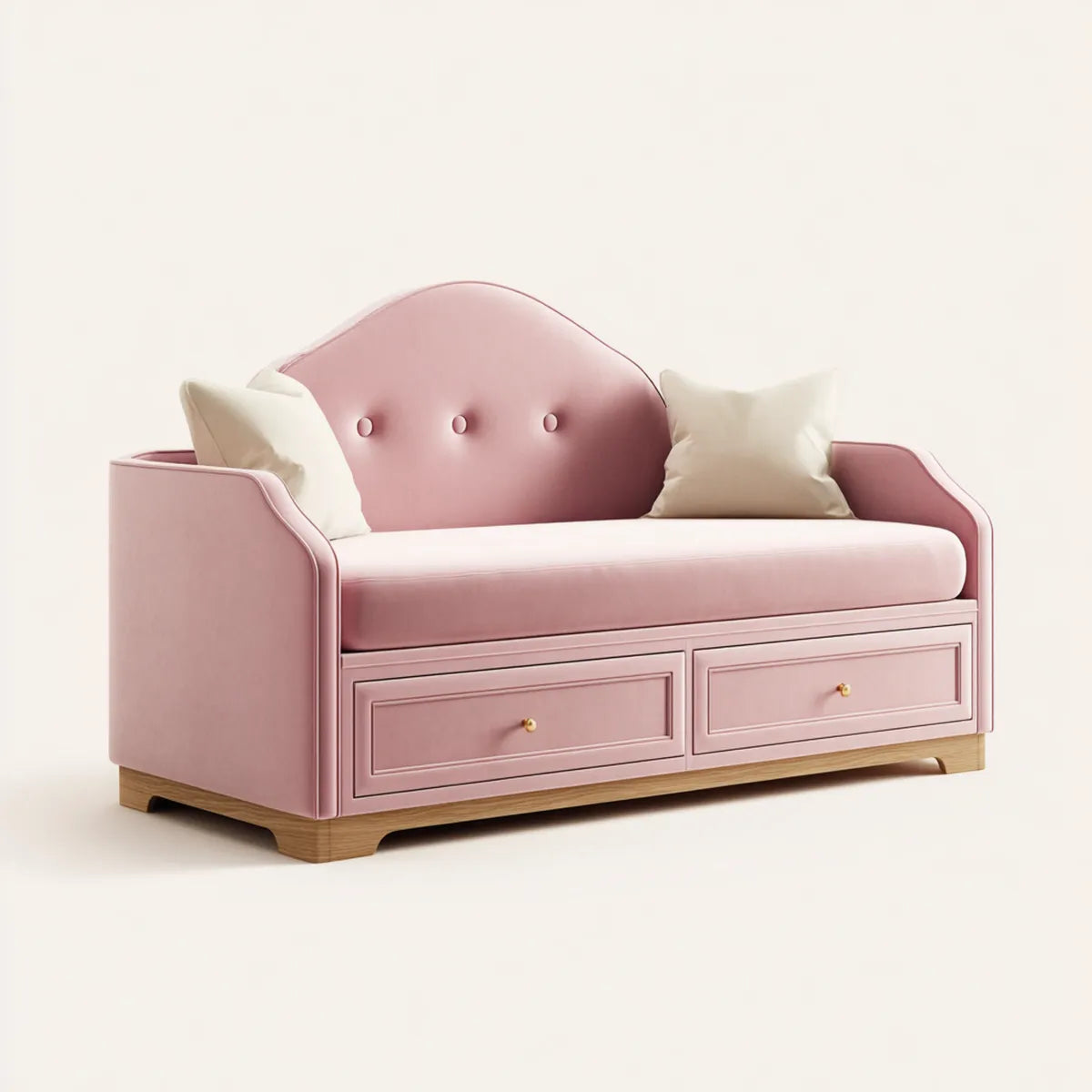 Divano letto singolo rosa con 2 cassetti 160 x 80 x 90 cm in velluto di poliestere rettangolare